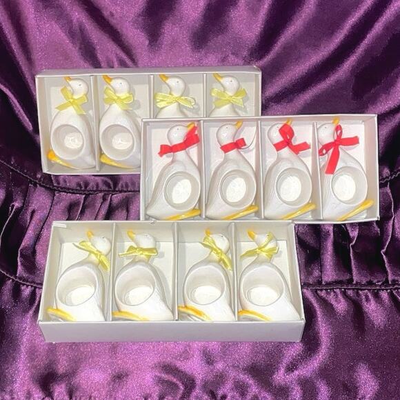 Duck Goose Napkin Rings Holders Yellow Red Ribbon Taiwan Ron Gordon Designs 1983 - Picture 2 of 6